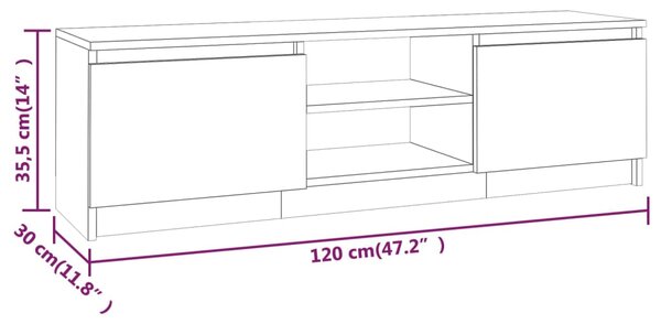 VidaXL Έπιπλο Τηλεόρασης Γκρι Sonoma 120x30x35,5 εκ. από Επεξεργ. Ξύλο