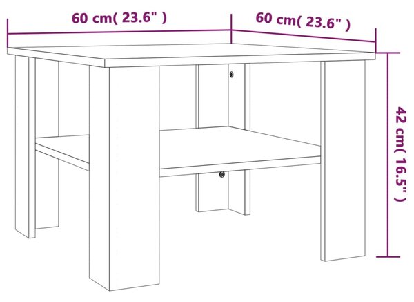 VidaXL Τραπεζάκι Σαλονιού Καπνιστή Δρυς 60x60x42 εκ. Επεξεργ. Ξύλο