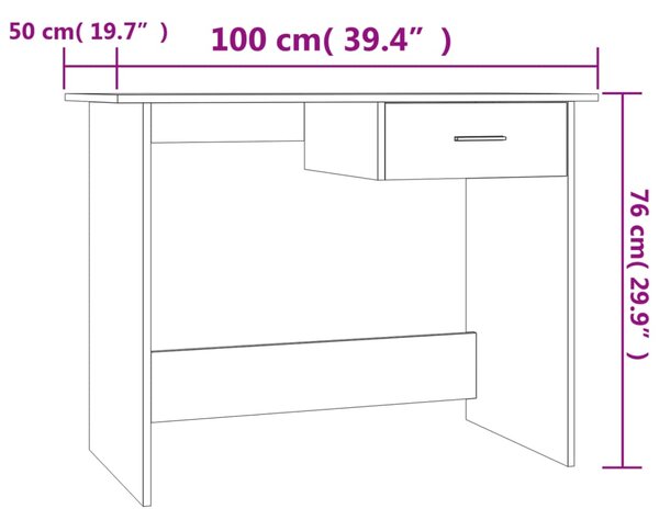 VidaXL Γραφείο Καφέ Δρυς 100x50x76 εκ. από Επεξεργασμένο Ξύλο