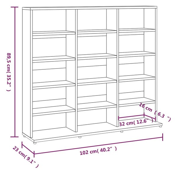 VidaXL Έπιπλο για CD Γκρι Sonoma 102x23x89,5 εκ. Επεξεργασμένο Ξύλο