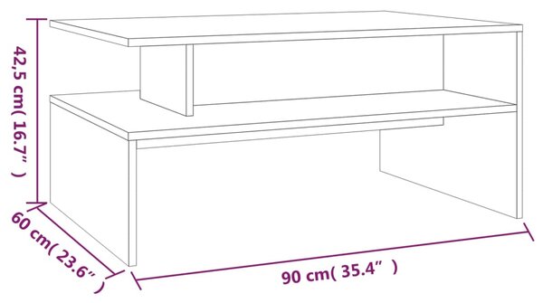 VidaXL Τραπεζάκι Σαλονιού Γκρι Sonoma 90x60x42,5 εκ.Επεξεργασμένο Ξύλο