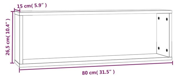 VidaXL Ραφιέρες Τοίχου Κύβος 2 τεμ Γκρι Sonoma 80x15x26,5 εκ. Επ. Ξύλο