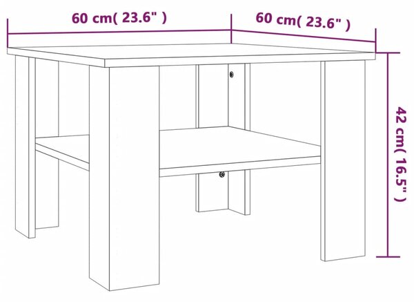 VidaXL Τραπεζάκι Σαλονιού Καφέ Δρυς 60x60x42 εκ. Επεξεργασμένο Ξύλο