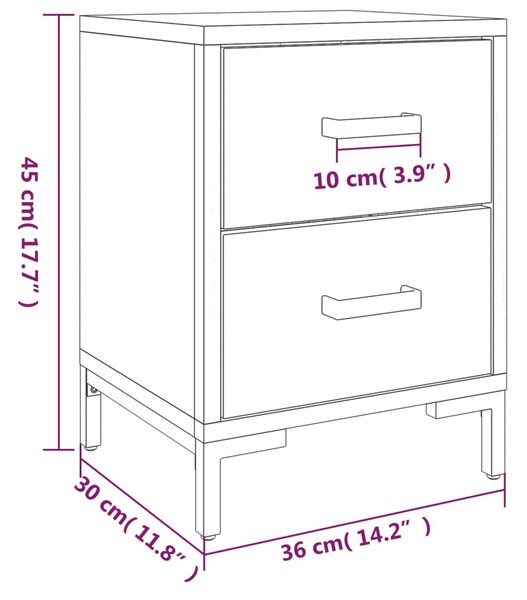 VidaXL Κομοδίνα 2 τεμ. Μαύρα 36x30x45 εκ. από Μασίφ Ξύλο Πεύκου