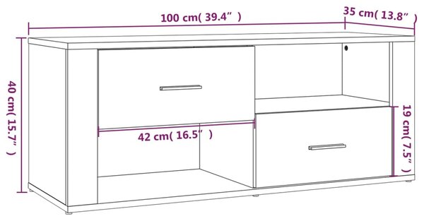 VidaXL Έπιπλο Τηλεόρασης Sonoma Δρυς 100x35x40 εκ. Επεξ. Ξύλο