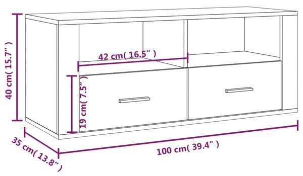 VidaXL Έπιπλο Τηλεόρασης Sonoma Δρυς 100x35x40 εκ. Επεξ. Ξύλο