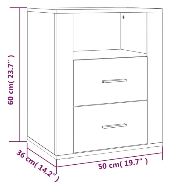 VidaXL Κομοδίνο Καπνιστή Δρυς 50x36x60 εκ. από Επεξεργασμένο Ξύλο