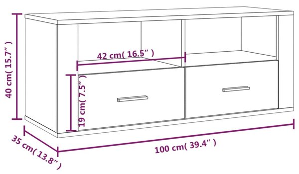 VidaXL Έπιπλο Τηλεόρασης Μαύρο 100 x 35 x 40 εκ. Επεξ. Ξύλο