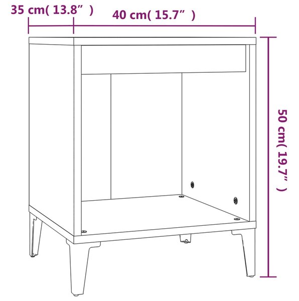 VidaXL Κομοδίνο Μαύρο 40 x 35 x 50 εκ