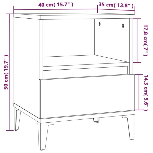 VidaXL Κομοδίνο Μαύρο 40 x 35 x 50 εκ