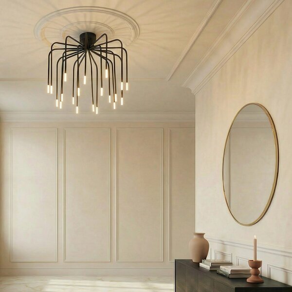 Lucande Φωτιστικό οροφής LED Ariadne, Ø57cm, μαύρο ματ, 20 λαμπτήρες, ρυθμιζόμενος, Μαύρο, Σαλόνι / τραπεζαρία, Μέταλλο, σύγχρονο