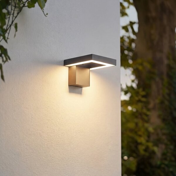 Lindby LED εξωτερικός φωτισμός τοίχου Orbin, γκρι, ανακλινόμενος, CCT, IP54, Γκρι, Αλουμίνιο, σύγχρονο