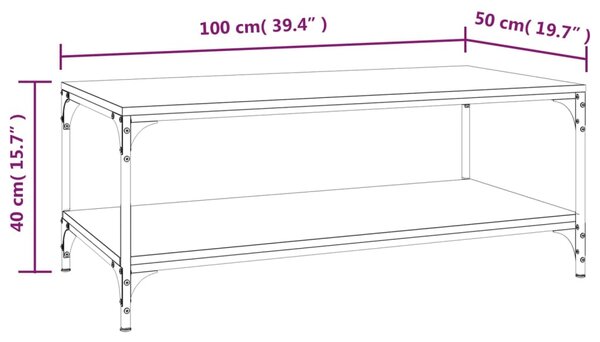 VidaXL Τραπεζάκι Σαλονιού Καφέ Δρυς100x50x40 εκ. Επεξεργασμένο Ξύλο