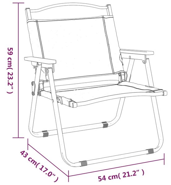 VidaXL Καρέκλες Κάμπινγκ 2 τεμ. Μπεζ 54 x 43 x 59 εκ. Ύφασμα Oxford