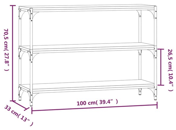 VidaXL Βιβλιοθήκη Γκρι Sonoma 100 x 33 x 70,5 εκ. Επεξ. Ξύλο & Ατσάλι