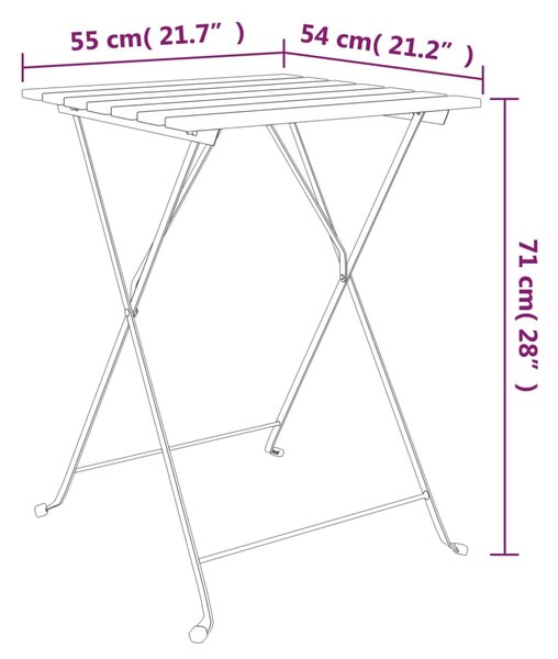 VidaXL Τραπέζι Bistro Πτυσσόμ. 55x54x71 εκ Μασίφ Ξύλο Ακακίας & Ατσάλι