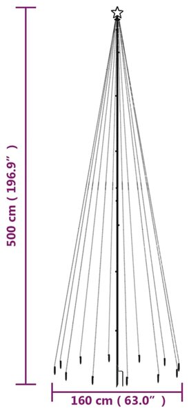 VidaXL Χριστουγεννιάτικο Δέντρο Με Ακίδα 732 LED Μπλε 500 εκ