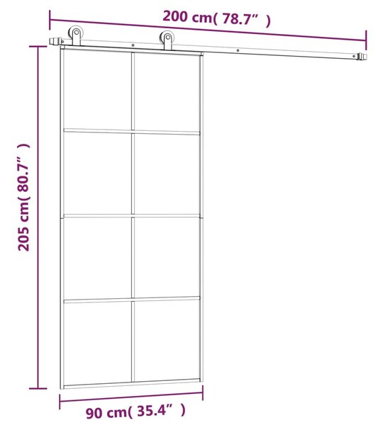 VidaXL Συρόμενη Πόρτα με Μηχανισμό 90x205 εκ. Γυαλί ESG & Αλουμίνιο