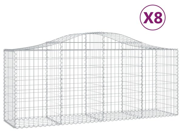 VidaXL Συρματοκιβώτια Τοξωτά 8 τεμ. 200x50x80/100 εκ. Γαλβαν. Ατσάλι