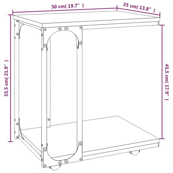 VidaXL Βοηθητικό Τραπέζι με Ρόδες Καφέ Δρυς 50x35x55,5 εκ. Επεξ. Ξύλο