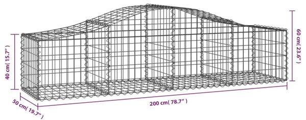 VidaXL Συρματοκιβώτια Τοξωτά 8 τεμ. 200x50x40/60 εκ. Γαλβαν. Ατσάλι