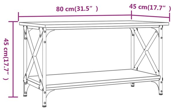 VidaXL Τραπεζάκι Σαλονιού Καφέ Δρυς 80x45x45 εκ. Επεξ. Ξύλο + Σίδηρος