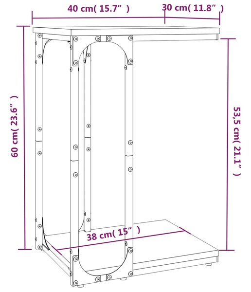 VidaXL Βοηθητικό Τραπέζι Sonoma Δρυς 40x30x60 εκ. Επεξεργασμένο Ξύλο