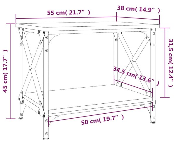 VidaXL Βοηθητικό Τραπέζι Μαύρο 55 x 38 x 45 εκ. από Επεξεργασμένο Ξύλο