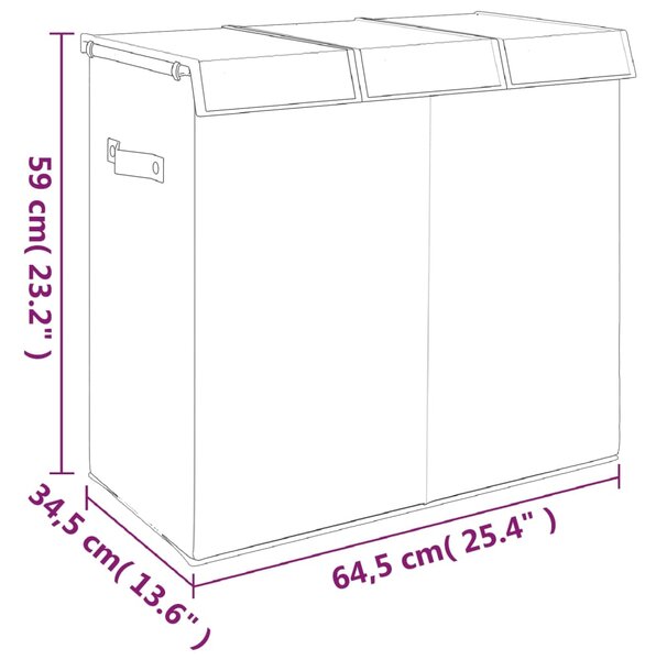 VidaXL Καλάθι Ρούχων Πτυσσόμενο Γκρι 64,5x34,5x59 ε. Συνθ. Λινό Ύφασμα