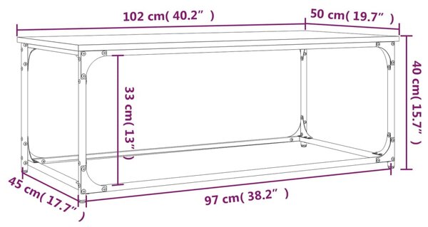 VidaXL Τραπεζάκι Σαλονιού Καφέ Δρυς 102x50x40 εκ. Επεξ. Ξύλο + Σίδηρος