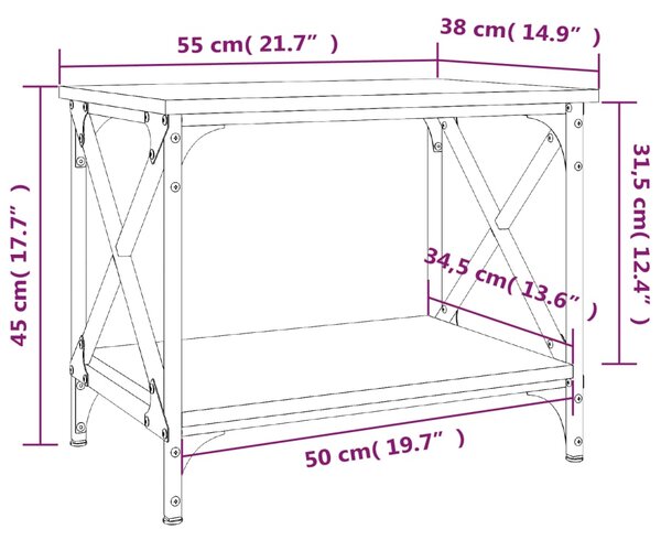 VidaXL Βοηθητικό Τραπέζι Sonoma Δρυς 55x38x45 εκ. Επεξεργασμένο Ξύλο