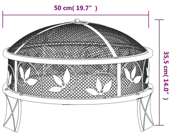 VidaXL Τζάκι Εξωτερικού Χώρου 50 εκ. Ατσάλινο με Σκαλιστήρι