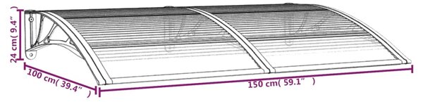 VidaXL Στέγαστρο Πόρτας Μαύρο 150 x 100 εκ. από Πολυκαρβονικό