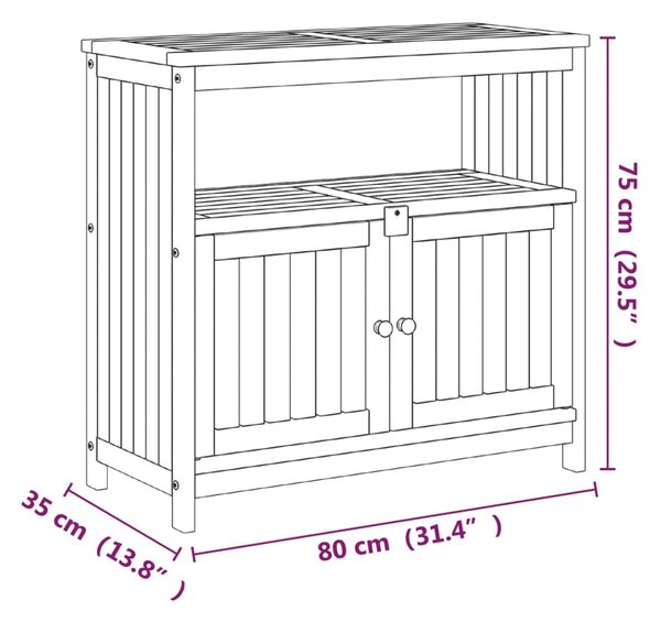 VidaXL Τραπέζι Κονσόλα Κήπου 80x35x75 εκ. από Μασίφ Ξύλο Ακακίας