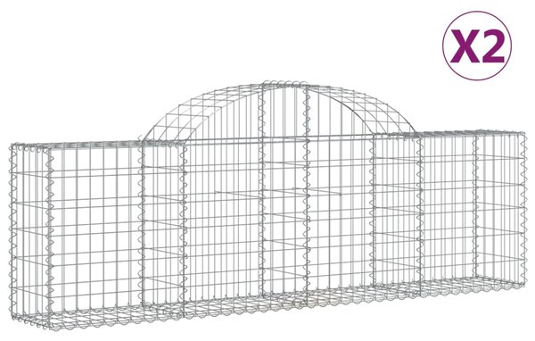 VidaXL Συρματοκιβώτια Τοξωτά 2 τεμ. 200x30x60/80 εκ. Γαλβαν. Ατσάλι