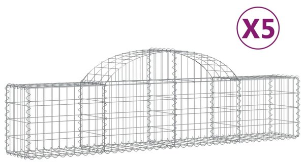 VidaXL Συρματοκιβώτια Τοξωτά 5 τεμ. 200x30x40/60 εκ. Γαλβαν. Ατσάλι