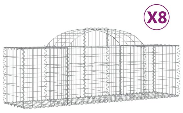 VidaXL Συρματοκιβώτια Τοξωτά 8 τεμ. 200x50x60/80 εκ. Γαλβαν. Ατσάλι