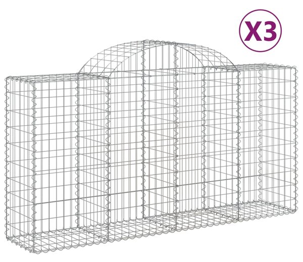 VidaXL Συρματοκιβώτια Τοξωτά 3 τεμ. 200x50x100/120 εκ. Γαλβαν. Ατσάλι