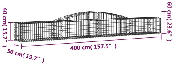 VidaXL Συρματοκιβώτια Τοξωτά 3 τεμ. 400x50x40/60 εκ. Γαλβαν. Ατσάλι