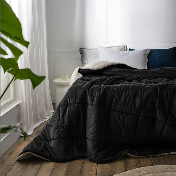 Κουβερτοπάπλωμα Υπέρδιπλο (220x240) Gofis Home Teddy Graphite Black 407/45