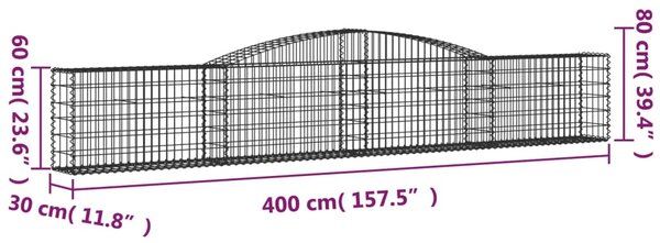 VidaXL Συρματοκιβώτια Τοξωτά 6 τεμ. 400x30x60/80 εκ. Γαλβαν. Ατσάλι