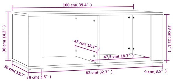 VidaXL Τραπεζάκι Σαλονιού Γυαλ. Λευκό 100x50x36 εκ. Επεξεργ. Ξύλο