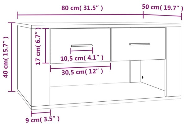 VidaXL Τραπεζάκι Σαλονιού Καπνιστή Δρυς 80x50x40 εκ. Επεξεργασμ. Ξύλο