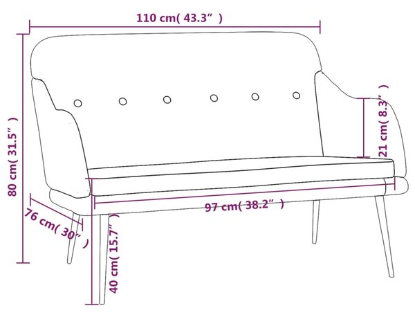 VidaXL Πάγκος Σκούρο Γκρι 110x76x80 εκ. Υφασμάτινος