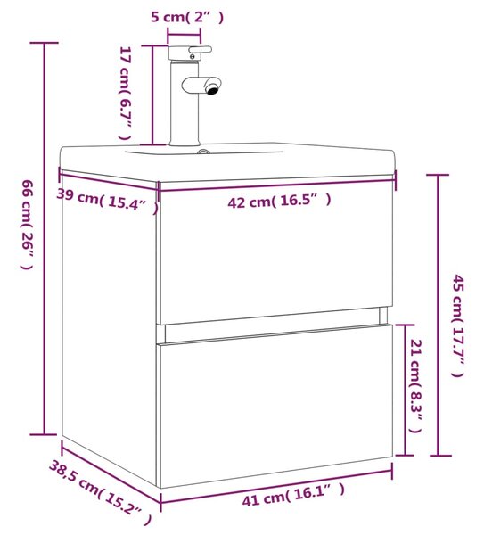 VidaXL Ντουλάπι Μπάνιου με Νιπτήρα Καφέ Δρυς Επεξεργασμένο Ξύλο