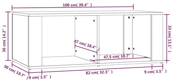 VidaXL Τραπεζάκι Σαλονιού Μαύρο 100x50x36 εκ. από Επεξεργασμένο Ξύλο