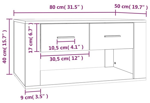 VidaXL Τραπεζάκι Σαλονιού Καφέ Δρυς 80x50x40 εκ. Επεξεργασμένο Ξύλο