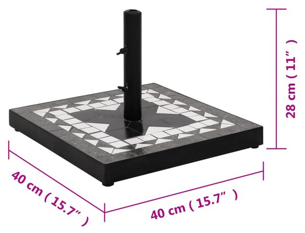 VidaXL Βάση Ομπρέλας Τετράγωνη Μαύρο και Λευκό 12 κιλών
