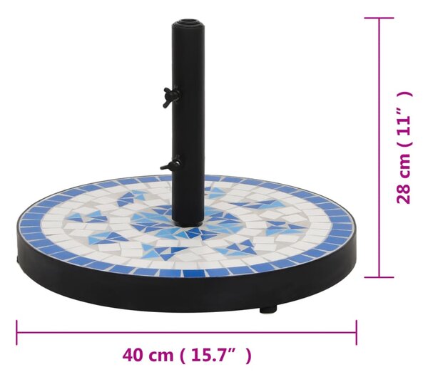 VidaXL Βάση Ομπρέλας Στρογγυλή Μπλε και Λευκό 12 κιλών