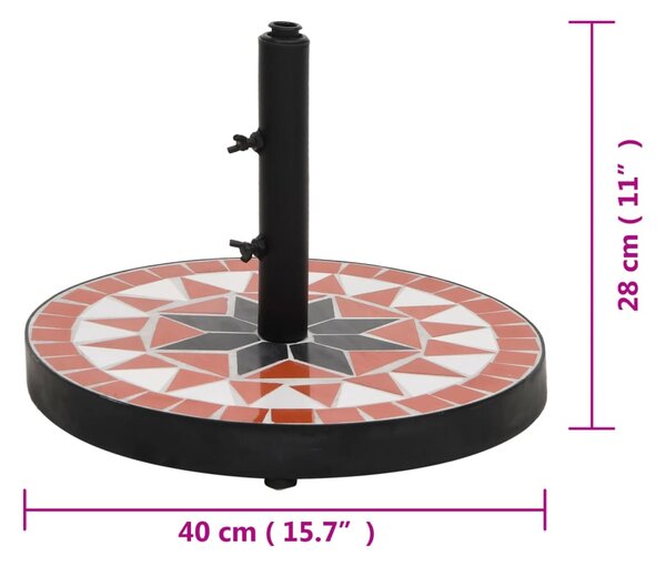 VidaXL Βάση Ομπρέλας Στρογγυλή Τερακότα και Λευκό 12 κιλών